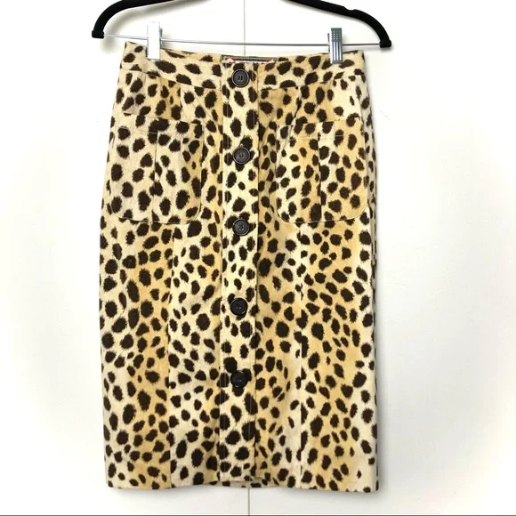 L.A.M.B. By Gwen Stefani Leopard Print Button Front Pencil Skirt - Picture 1 of 9